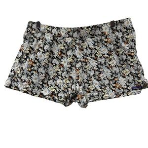 Patagonia Baggies Shorts Womens XL Floral Daisy Print Black Recycled Nylon